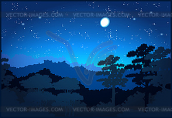 Beautiful forest at night - vector EPS clipart