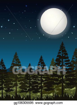 Vector Illustration - Dark night forest scene. EPS Clipart ...