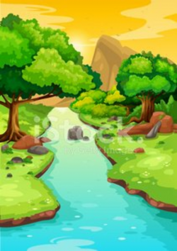 forest with a river background vector Clipart Image | + ...