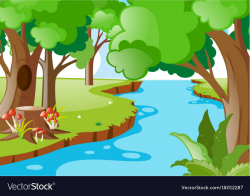 Nature scene with river in the forest