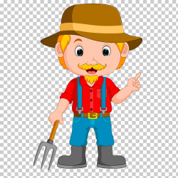 Cartoon Farmer Illustration, Old man with a fork, male ...