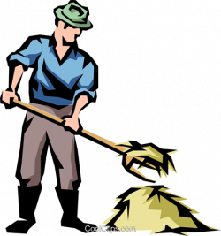Farmer with pitch fork and hay Royalty Free Vector Clip Art ...