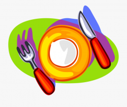 Vector Illustration Of Table Place Setting With Plate ...