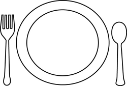 Black And White Fork And Plate Clipart in Plate Clipart ...