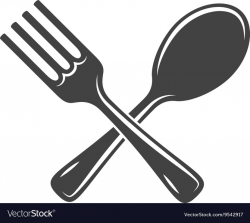 Crossed spoon and fork isolated on white