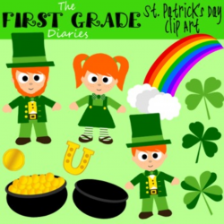 St. Patrick\'s Day {Digital Clip Art} Four Leaf Clover, Leprechaun, Pot of  Gold