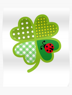 Colorful Four Leaf Clover St. Patrick Good Luck Artistic | Poster