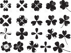 Four And Three Leaf Clover Silhouettes Vector Clipart ...