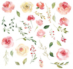 Blush Watercolor Floral Clipart Free Commercial Use Pink ...
