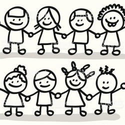 Friends Holding Hands Clipart Black And White inside ...