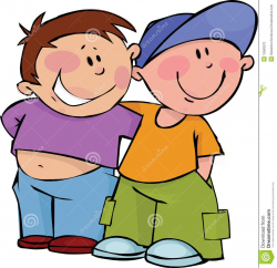 clipart friends | Two funny boys in a friendly hug. | More ...