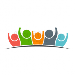 Team five people logo clipart. Concept of group of people ...