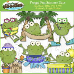 Froggy Fun Summer Days | Scrappin Doodles Clip Art | Clip art, Kids ...