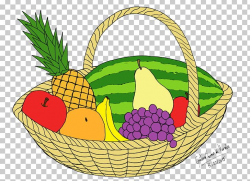 Basket Of Fruit Vegetarian Cuisine Drawing PNG, Clipart ...