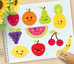 Cute Fruit Kawaii Clipart