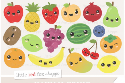 Kawaii Fruit Clipart ~ Illustrations ~ Creative Market