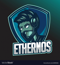 Male gamer e-sport logo design template with