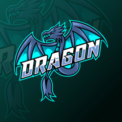 Blue dragon fly mascot gaming logo design template Vector ...