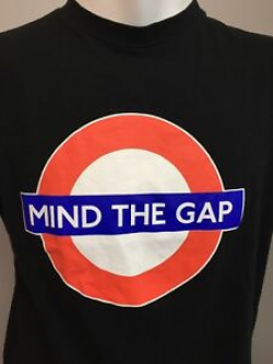 Details about Official London Mind The Gap T Shirt Large Mens Underground  Train Tubes Black L