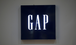 Logo of GAP clothing retailer is seen at company\'s store at ...