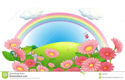 Beautiful garden with rainbow background clipart 4 » Clipart ...