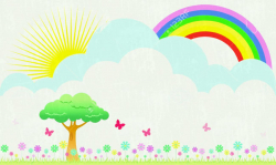Beautiful garden with rainbow background clipart » Clipart ...