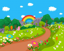 Beautiful garden with rainbow background clipart 5 » Clipart ...