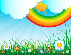Beautiful garden with rainbow background clipart - Clip Art ...