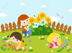 Garden Kids Clipart Collection, Cartoon Of Flowers Stock ...