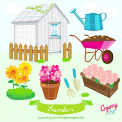 Beautiful Garden Digital Vector Clip art / Gardening Digital ...