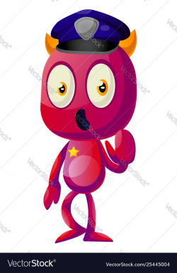 Devil dressed up like cop on white background