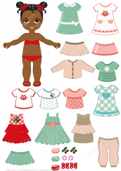 African-American Girl Child Paper Doll with Clothing Set ...