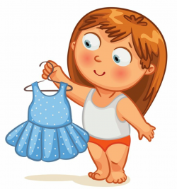 Girl Getting Dressed Clipart