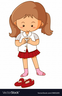 Little girl getting dress on white background Vector Image ...