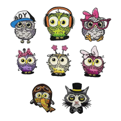 8pcs Embroidered owl Patch Sew On/Iron On Patch Applique Clothes Dress  Plant Hat Jeans Sewing Flowers Applique DIY Accessory (8pcs owl)
