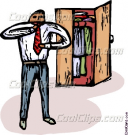 man getting dressed for work Vector Clip art