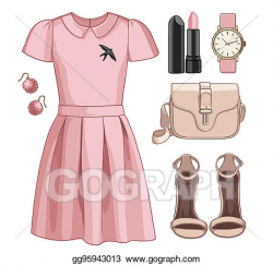 Stock Illustration - Lady fashion set of spring, summer ...