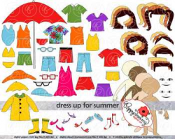 Dress Up for Summer Clothing and Paper Doll Clipart Set by Poppydreamz