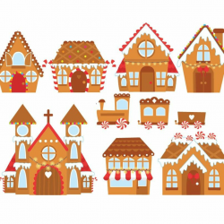 Christmas Gingerbread Houses Digital Clipart Set - Instant ...