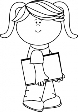 clip art black and white | Black and White Girl Walking with a Book ...