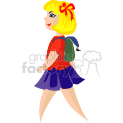 A Girl with Blonde Hair Walking to School clipart. Royalty-free clipart #  138585
