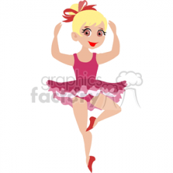 A Blonde Girl in a Pink Ballerina Costume Dancing clipart. Royalty-free  clipart # 156882