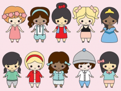 Premium Vector Clipart - Kawaii Girls Clipart - Kawaii Children Clip ...