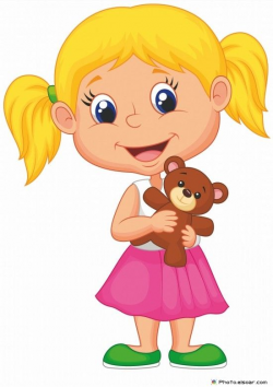 Little girl holding bear stuff kids clip art funny - Clipartix