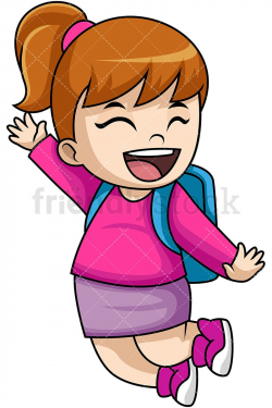 Happy Little Girl Going To School | Wallpaper | Student cartoon ...