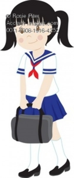 Clip Art Illustration Of A Girl Wearing A School Uniform