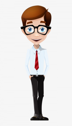Hand Painted Cartoon Business Man Wearing Glasses, Cartoon ...