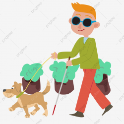 Blue Glasses Hand Drawn Blind Man Illustration Green Plant ...