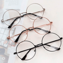 TRANSPARENT CIRCLE ROUND METALLIC FRAME KOREAN CLEAR POTTER GLASSES - Black