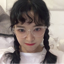 USD 11.44] Korean retro transparent round frame plain ...